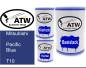 Preview: Mitsubishi, Pacific Blue, T10: 500ml Lackdose + 500ml Klarlack + 250ml Härter - Set, von ATW Autoteile West.